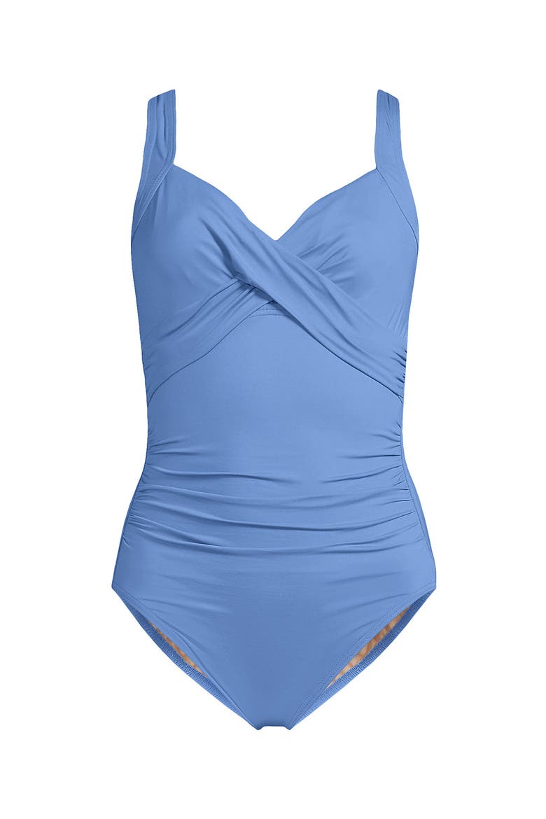 Plus Size Sweetheart Underwire Wrap One Piece Swimsuit, Alternate, color, Lake Blue