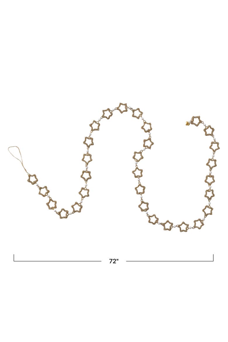 Glass Bead & Iron Star Garland with Faux Pearls, Alternate, color, Gold