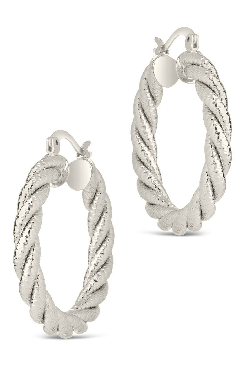 Cerys Twist Hoop Earrings, Alternate, color, SILVER