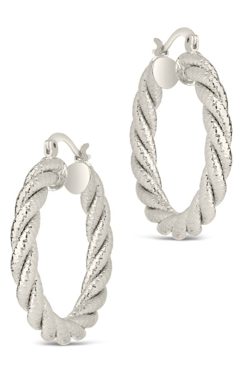 Sterling Forever Cerys Twist Hoop Earrings, Alternate, color, Silver
