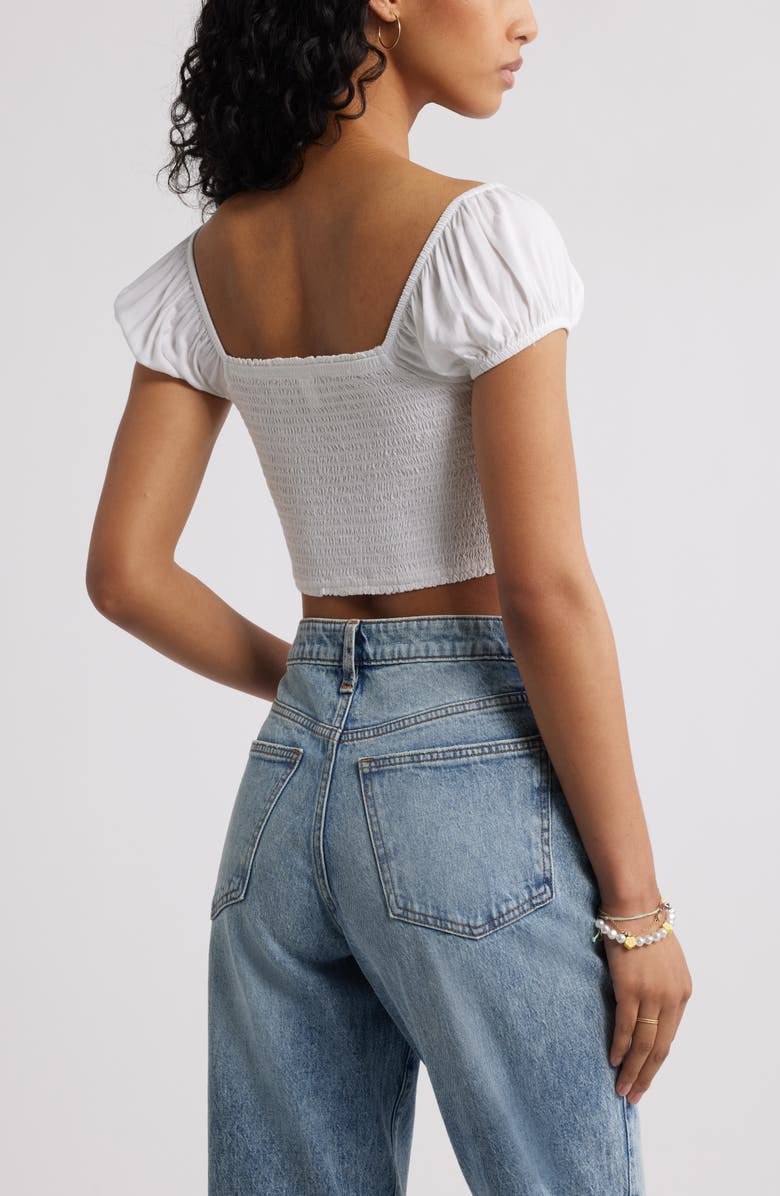 BP. Smocked Crop Top, Alternate, color, White
