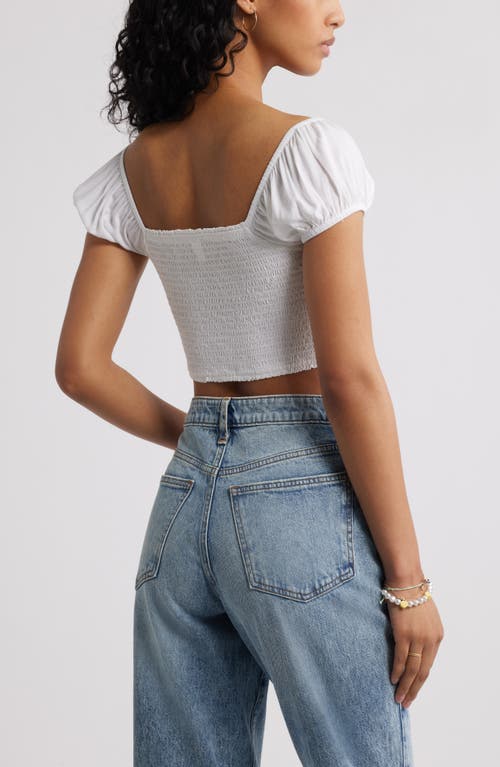 Bp. Smocked Crop Top In White