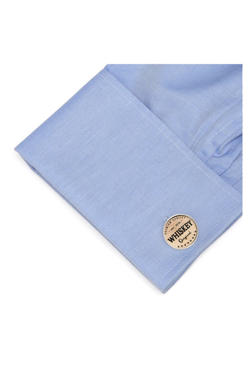 Men's Whiskey Barrel Wood Cuff Links, Alternate, color, BROWN