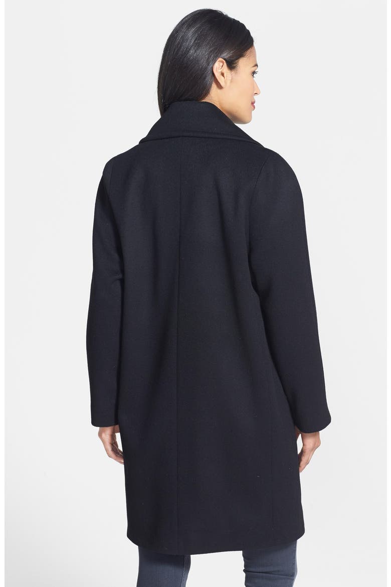 Double Breasted Lambswool Blend Coat, Alternate, color, BLACK