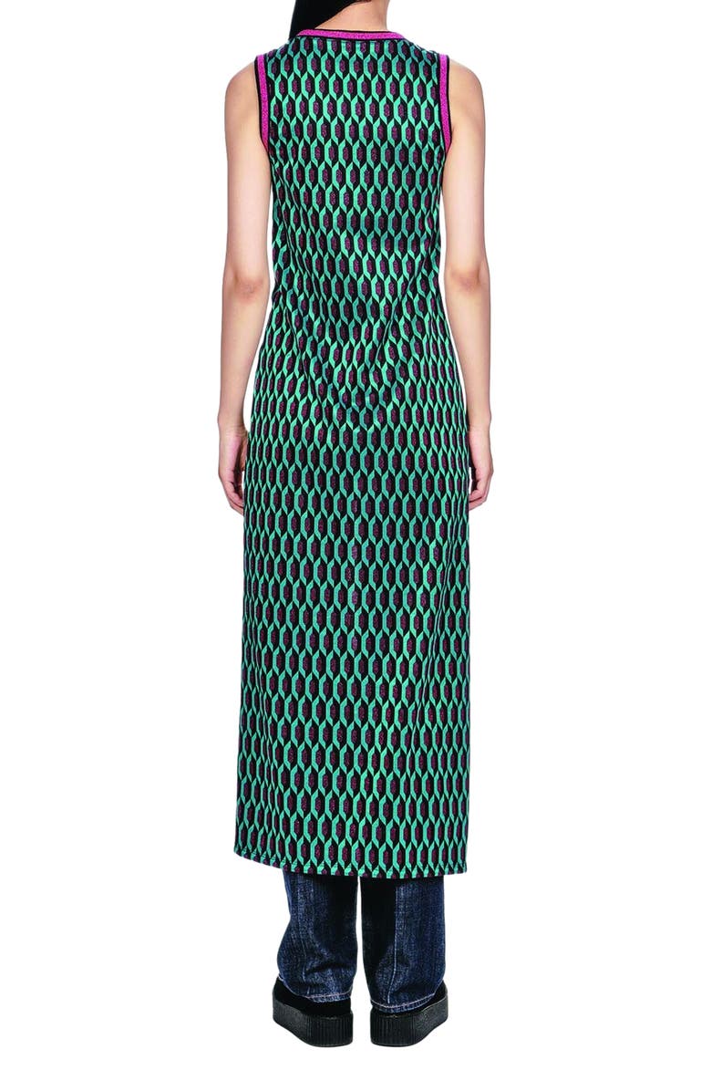 Anna Sui Glitter Geo Jacquard Long Vest, Alternate, color, Teal