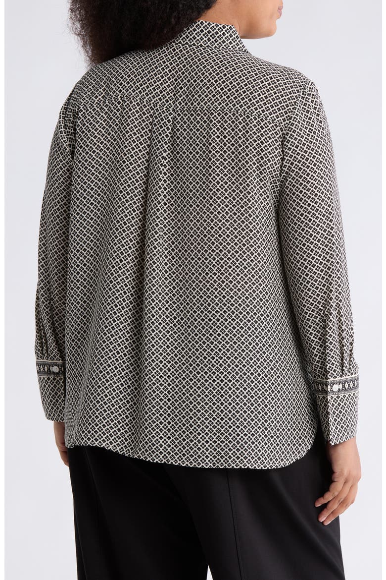 Circle Stripe Long Sleeve Button-Up Shirt, Alternate, color, IVORY/ BLACK DAISIES