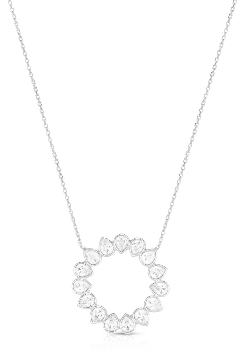 Cubic Zirconia Open Circle Pendant Necklace, Main, color, SILVER
