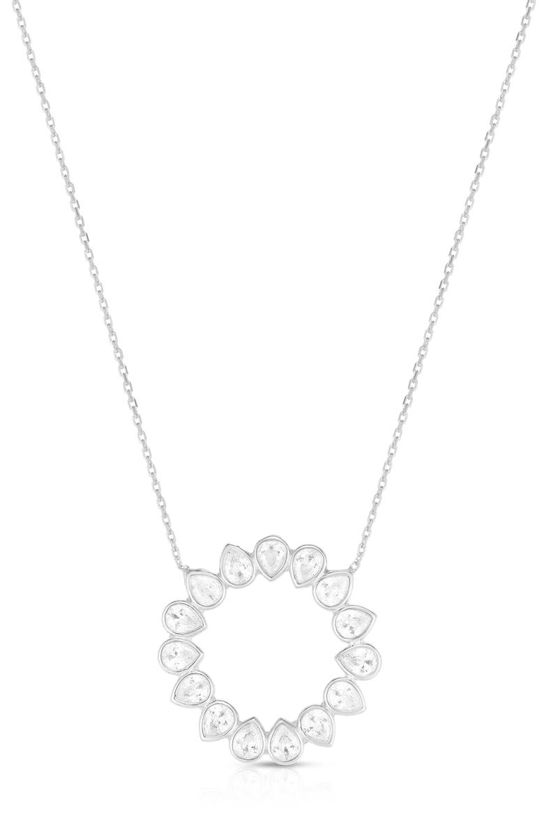 SPHERA MILANO Cubic Zirconia Open Circle Pendant Necklace, Main, color, Silver