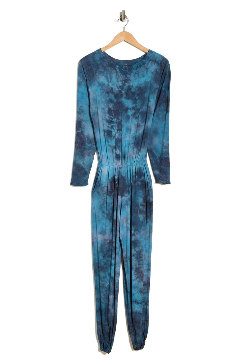 Long Sleeve Jumpsuit, Alternate, color, BLUE/ GREY