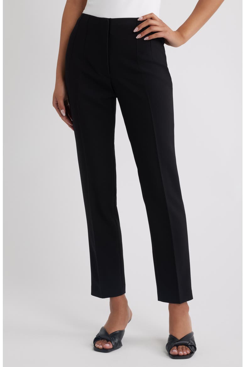 Icon Twill High Waist Cigarette Pants, Main, color, BLACK