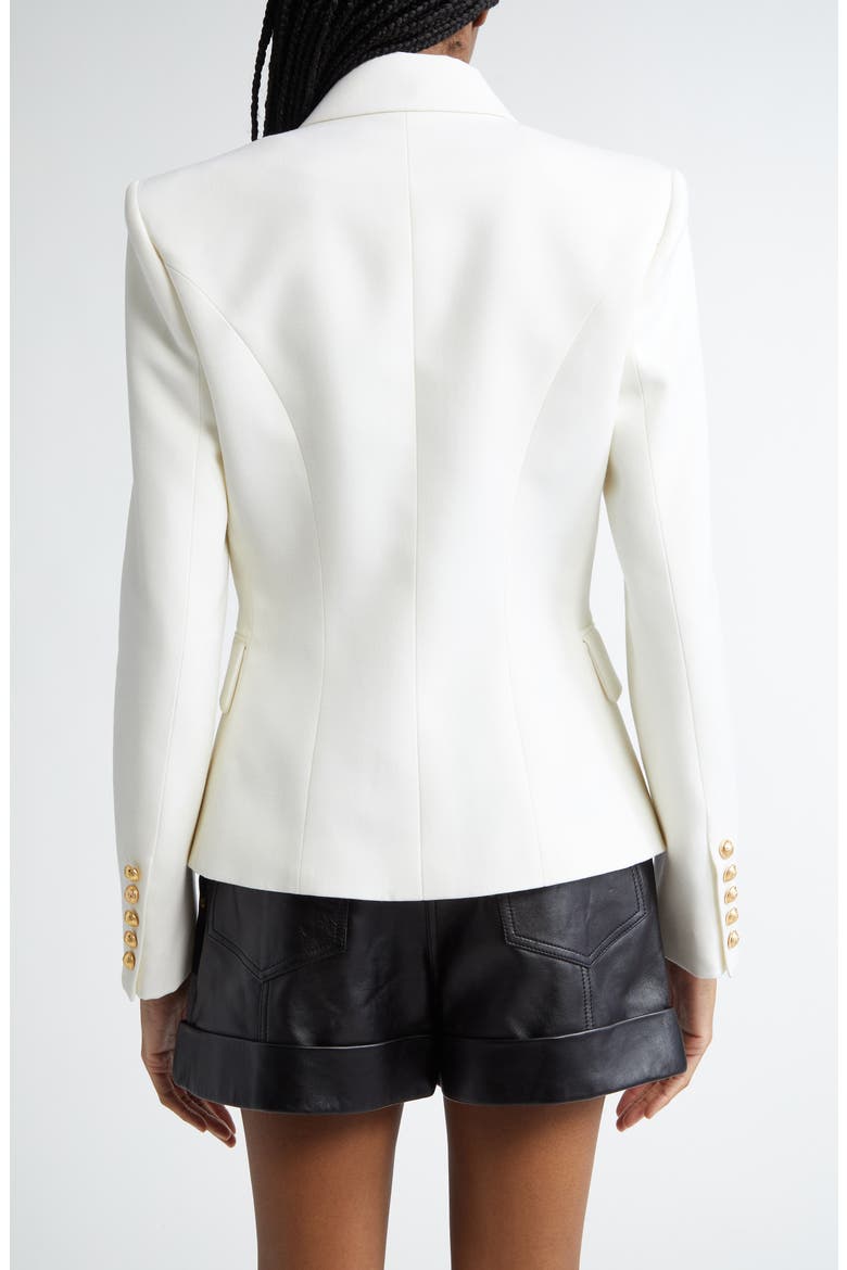 Double Breasted Wool Grain de Poudre Blazer, Alternate, color, WHITE
