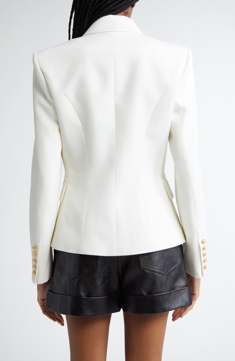 Balmain Double Breasted Wool Grain de Poudre Blazer, Alternate, color, 
