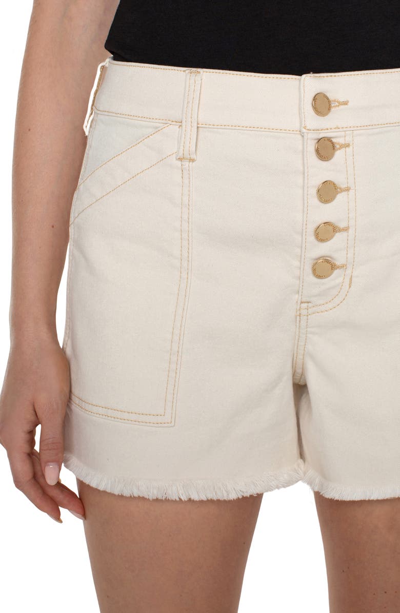 Liverpool Los Angeles Utility High Waist Fray Hem Shorts, Alternate, color,