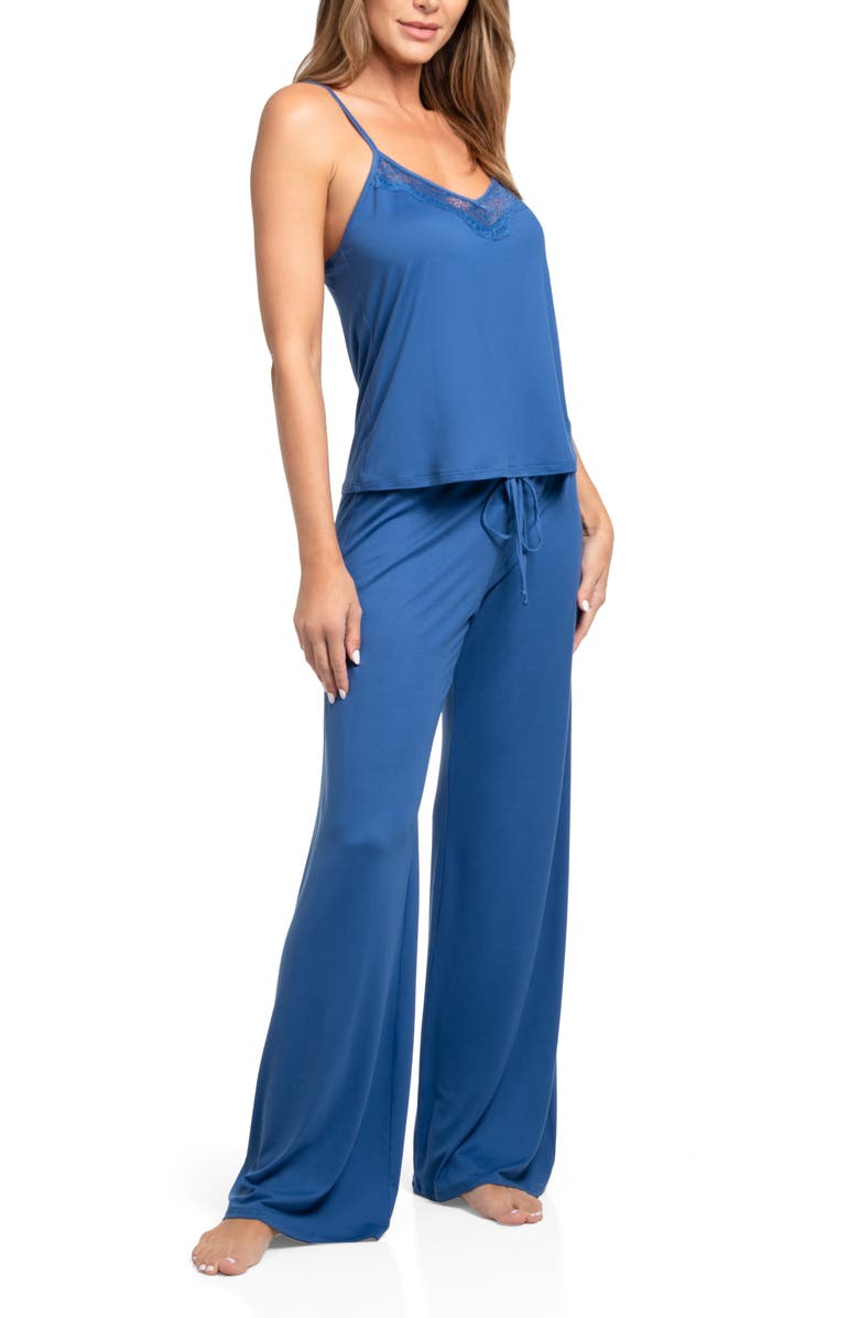 In Bloom by Jonquil Rylee Wide Leg Pajamas, Alternate, color, Navy