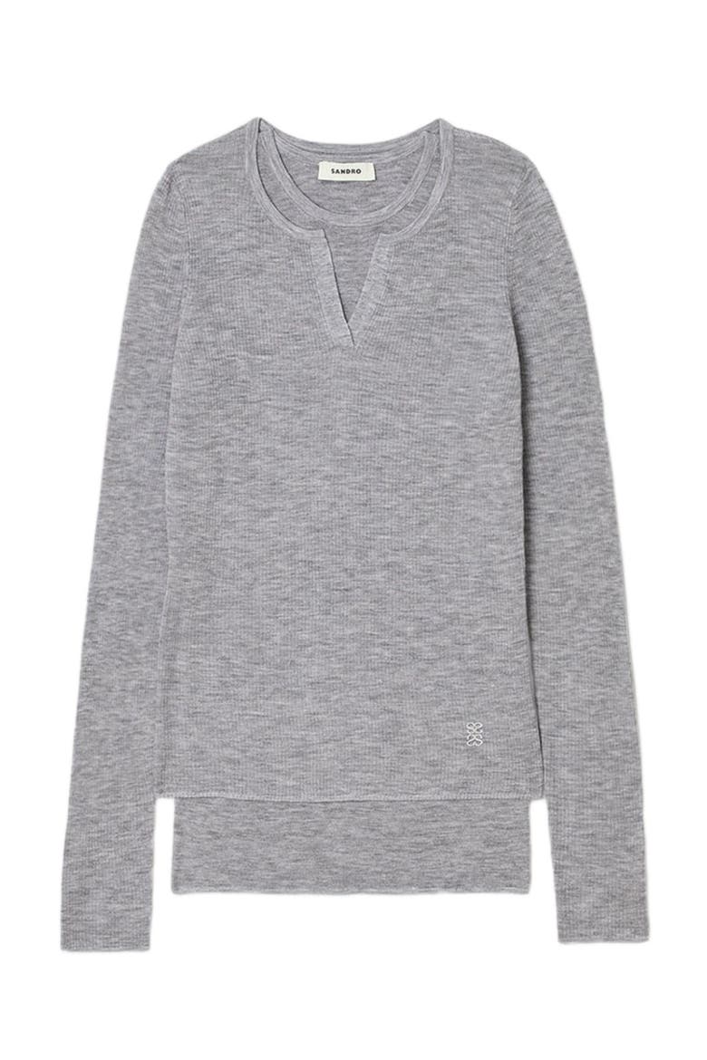 Wool layered effect sweater, Alternate, color, Grey