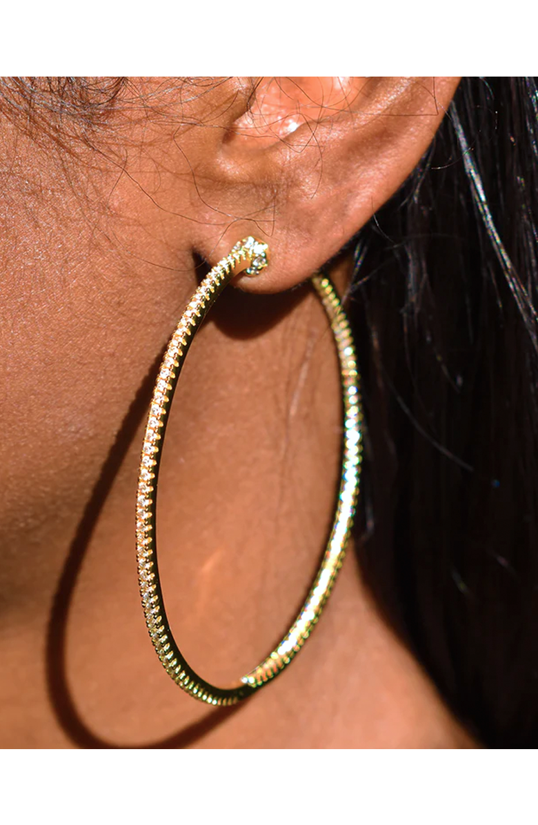 BEN ONI Thin Pave Inside Out. Hoop Earrings, Alternate, color,