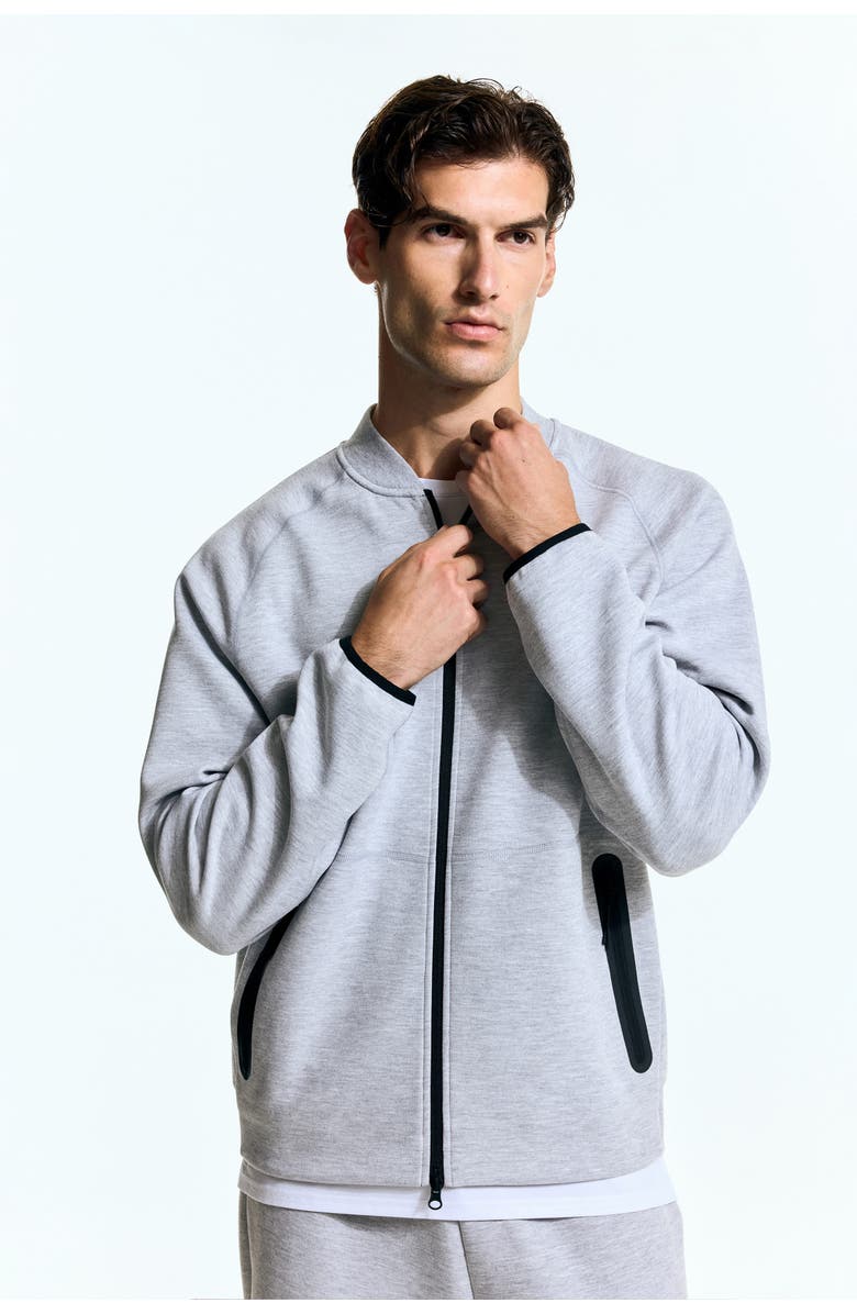 H&M Sports Bomber Jacket With Drymove, Alternate, color, Light Gray Melange