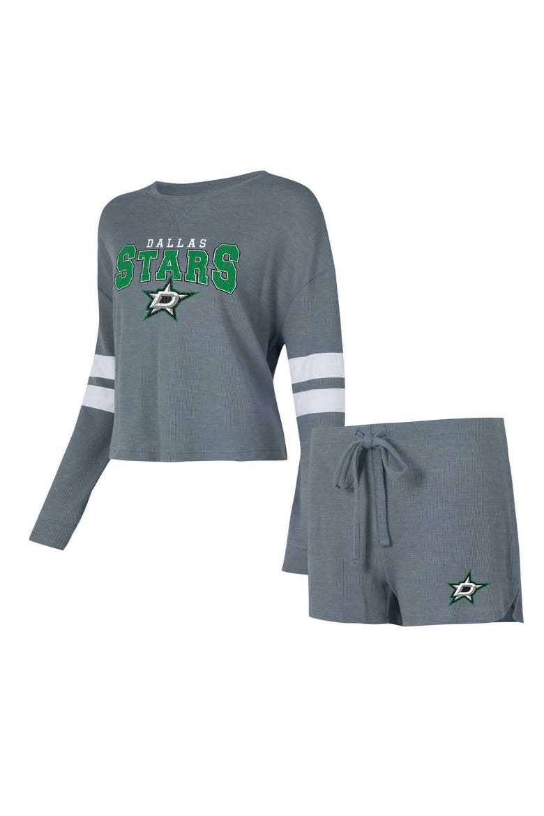 Women's Concepts Sport Charcoal Dallas Stars Meadow Long Sleeve T-Shirt & Shorts Sleep Set, Main, color, Gray
