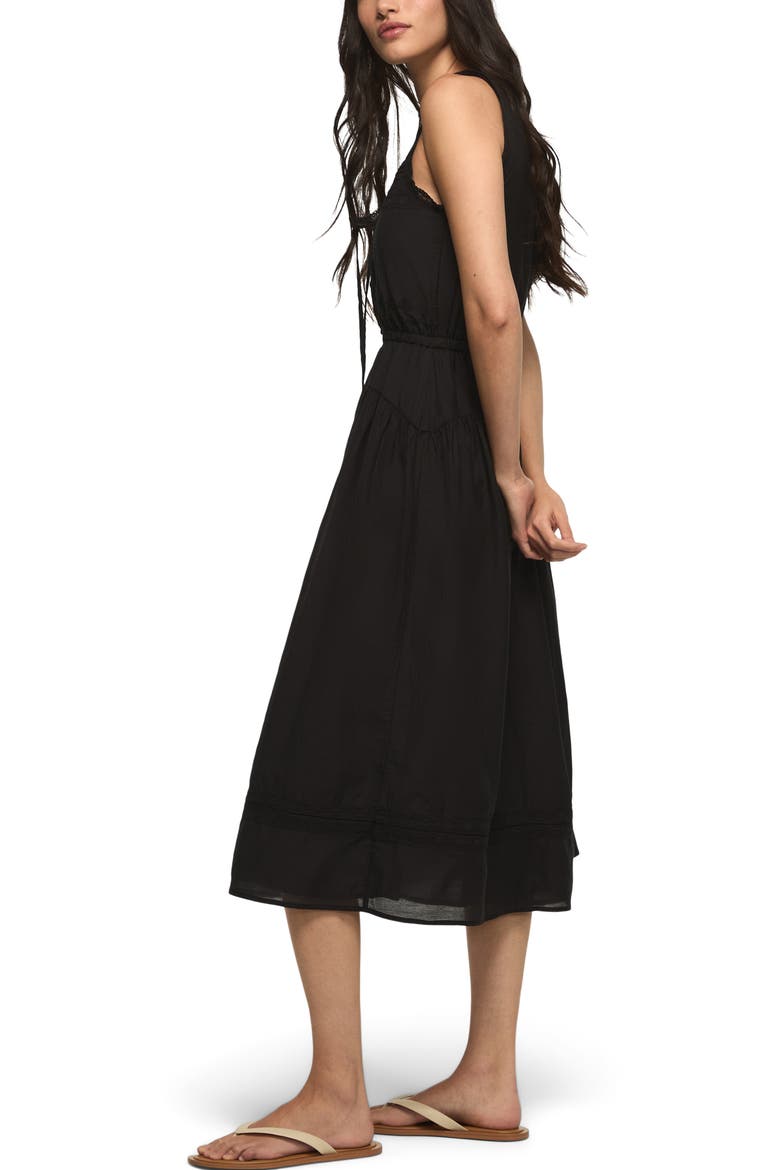 Lace Inset Sleeveless Midi Dress, Alternate, color, CAVIAR