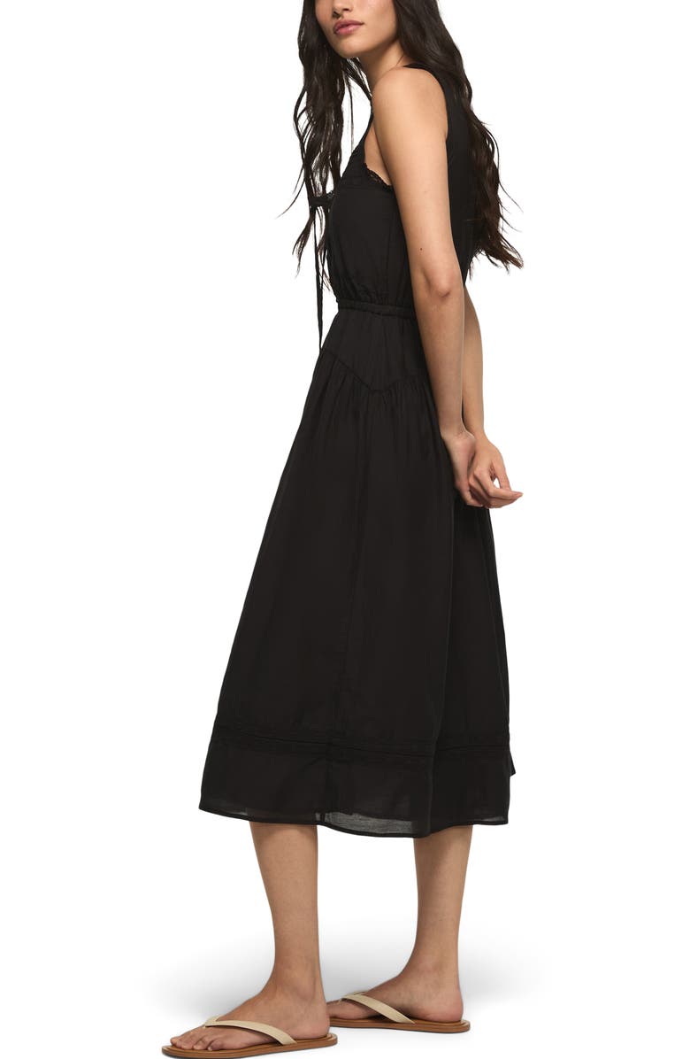 Lucky Brand Lace Inset Sleeveless Midi Dress, Alternate, color, Caviar