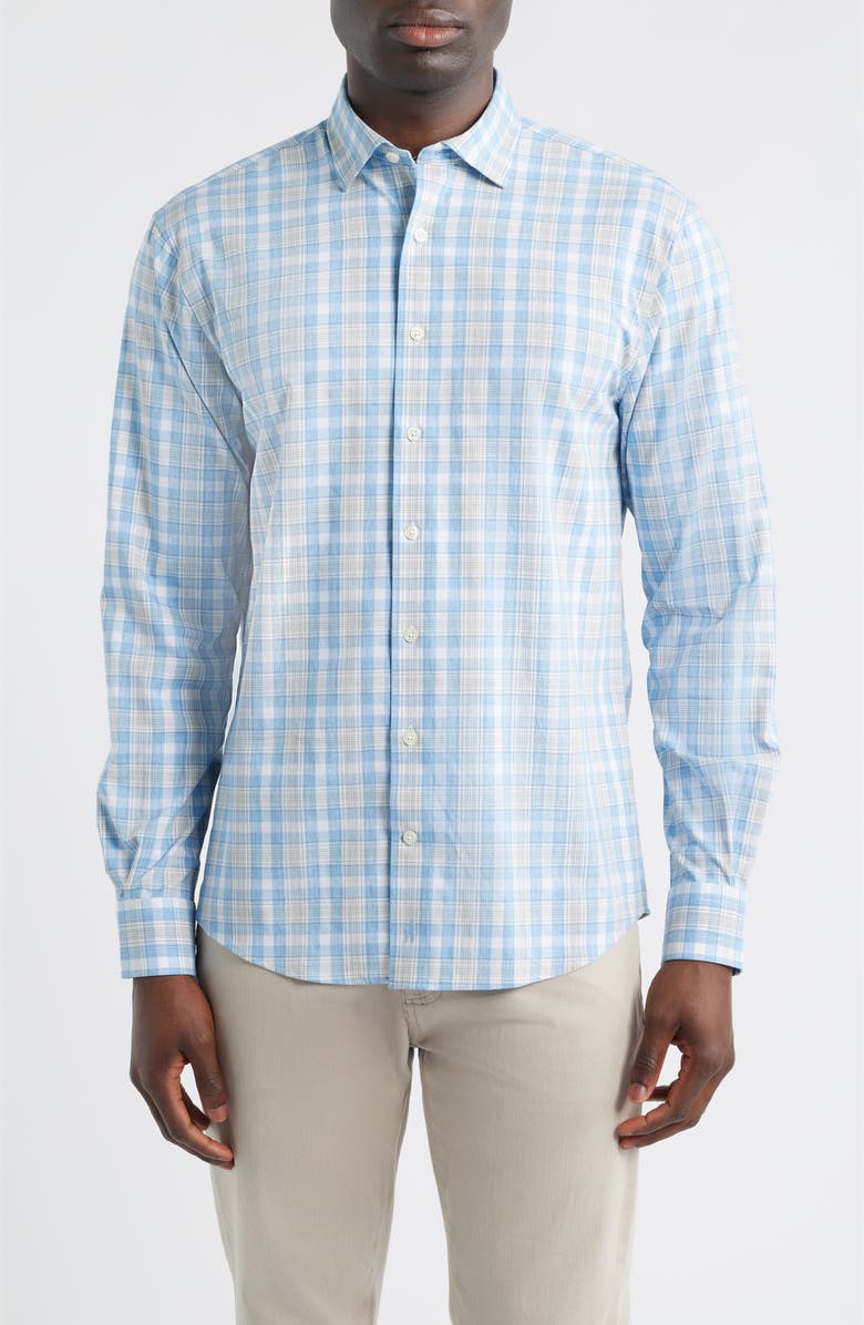 johnnie-O Jacobson Plaid Everyday Performance Button-Up Shirt, Main, color, Mystic