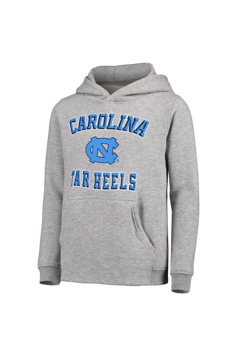 Youth Heathered Gray North Carolina Tar Heels Big Bevel Pullover Hoodie, Alternate, color, Heather Gray
