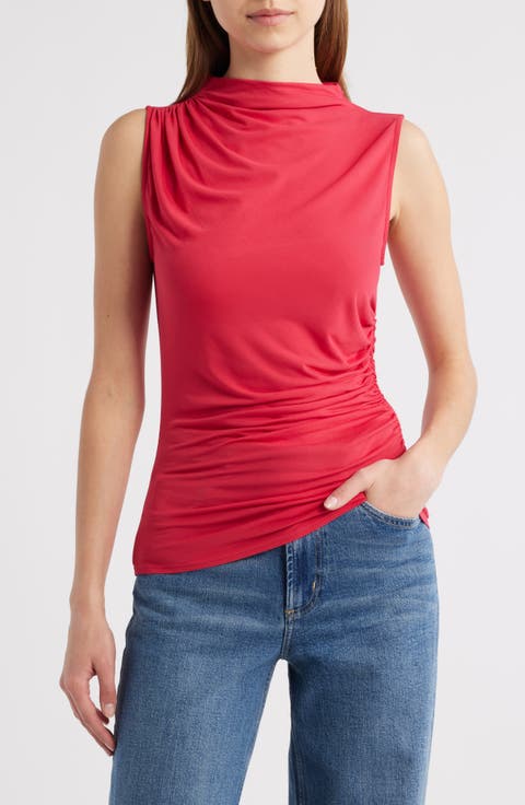 Christen Ruched Mock Neck Top