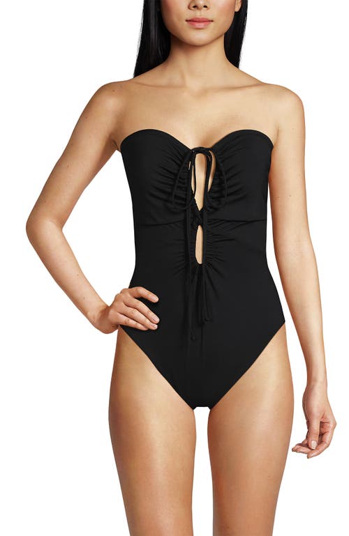 Shop Lands' End Ruched Multi-way V-neck Halter High Leg One Piece Swimsuit
