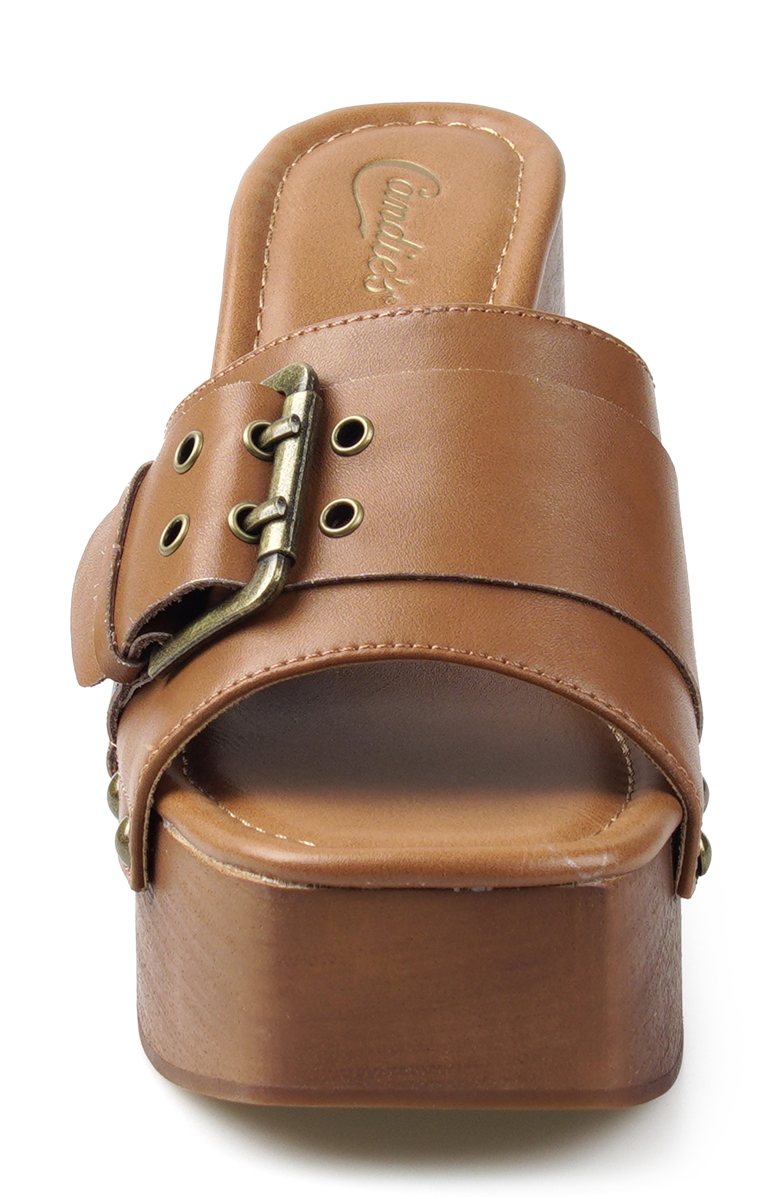 Blooms Faux Leather Platform Slide Sandal, Alternate, color, TAN