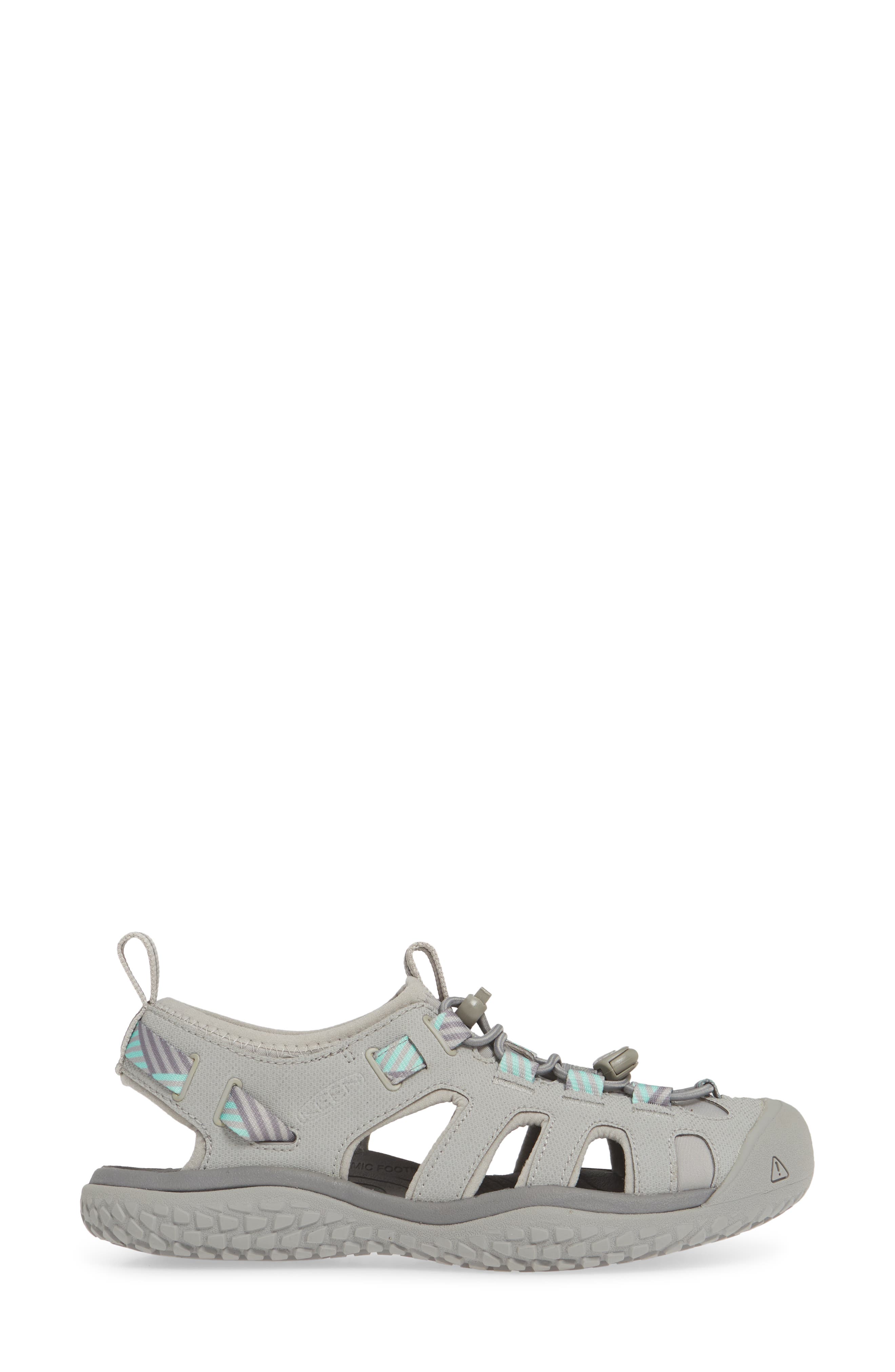 Solar Sandal, Alternate, color, LIGHT GRAY/ OCEAN WAVE FABRIC