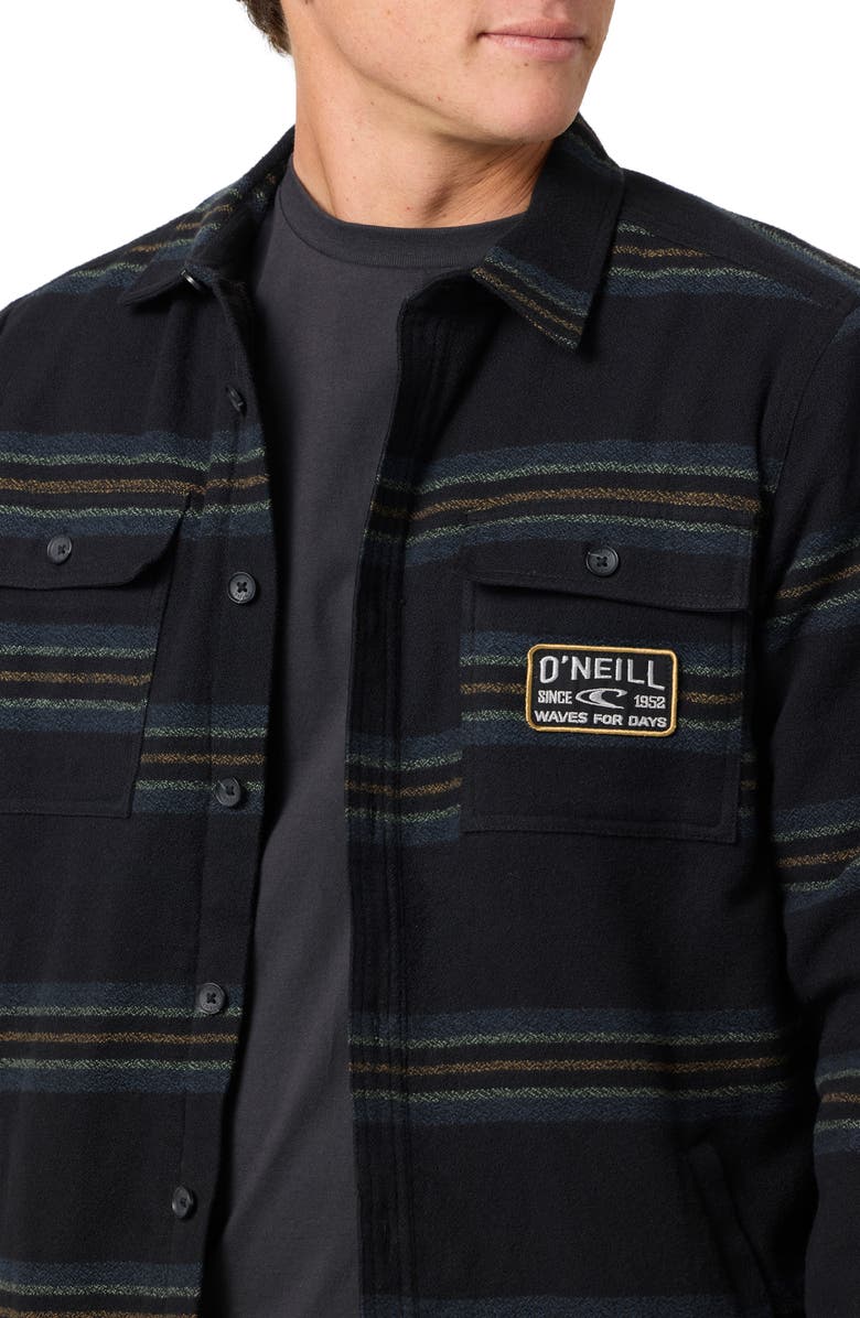 O'Neill Redmond Fleece Lined Button-Up Shirt Jacket, Alternate, color, Black 2