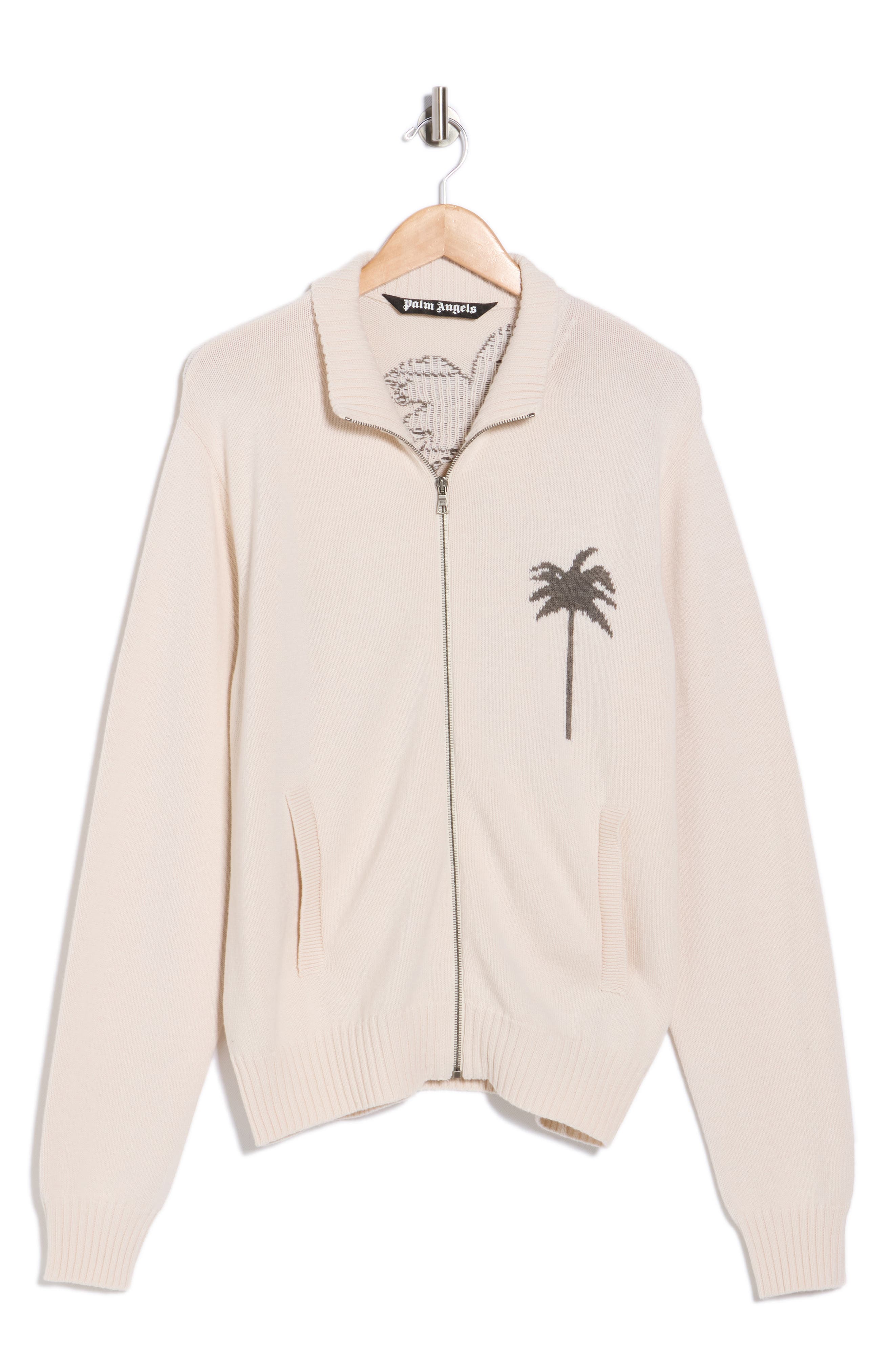 Palm Angels Palm Tree Cotton & Wool Zip Cardigan