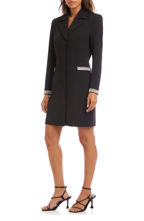 Karen Kane Rhinestone Detail Long Sleeve Crepe Blazer Dress In Black