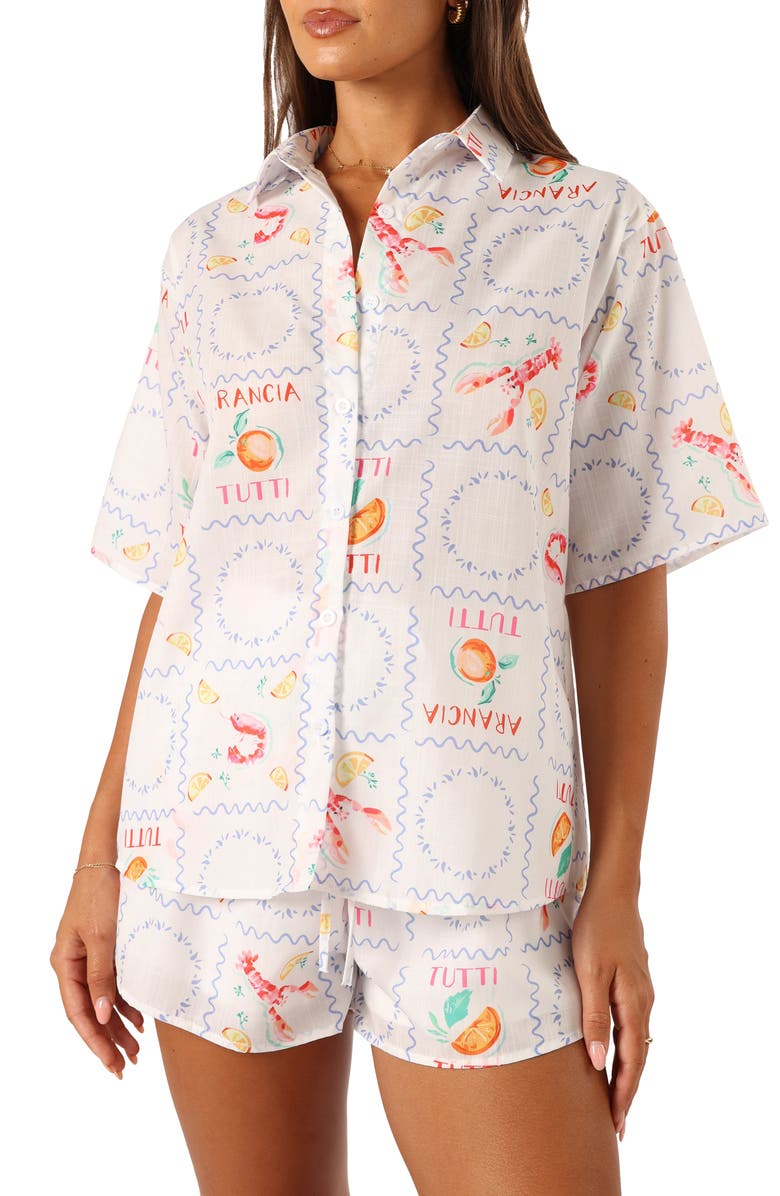 Petal & Pup Portofino Tutti Print Camp Shirt & Shorts Set, Alternate, color, White Tutti Print