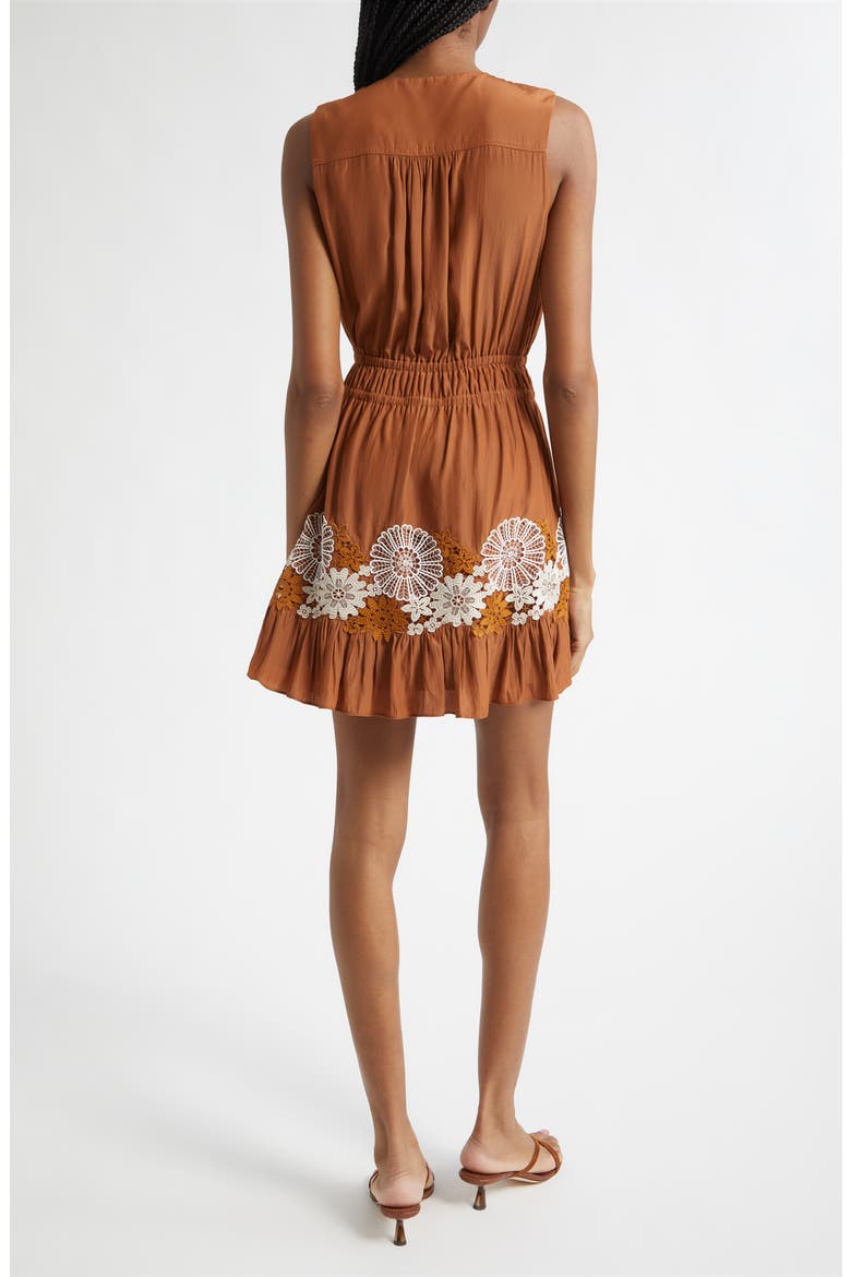 Mackenzie Floral Embroidery Detail Minidress, Alternate, color, COFFEE