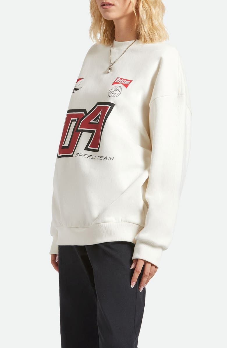 Brixton Speed Team Oversize Cotton Fleece Sweatshirt, Alternate, color, Off White
