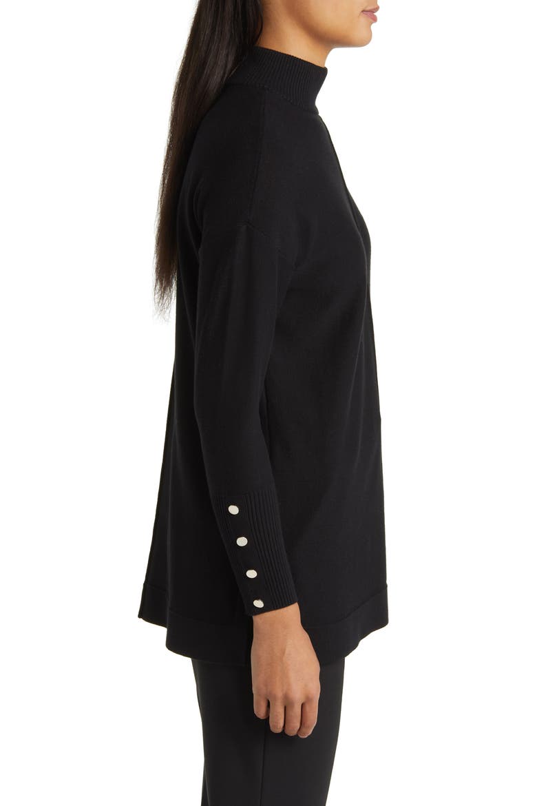 Button Cuff Mock Neck Sweater, Alternate, color, ANNE BLACK