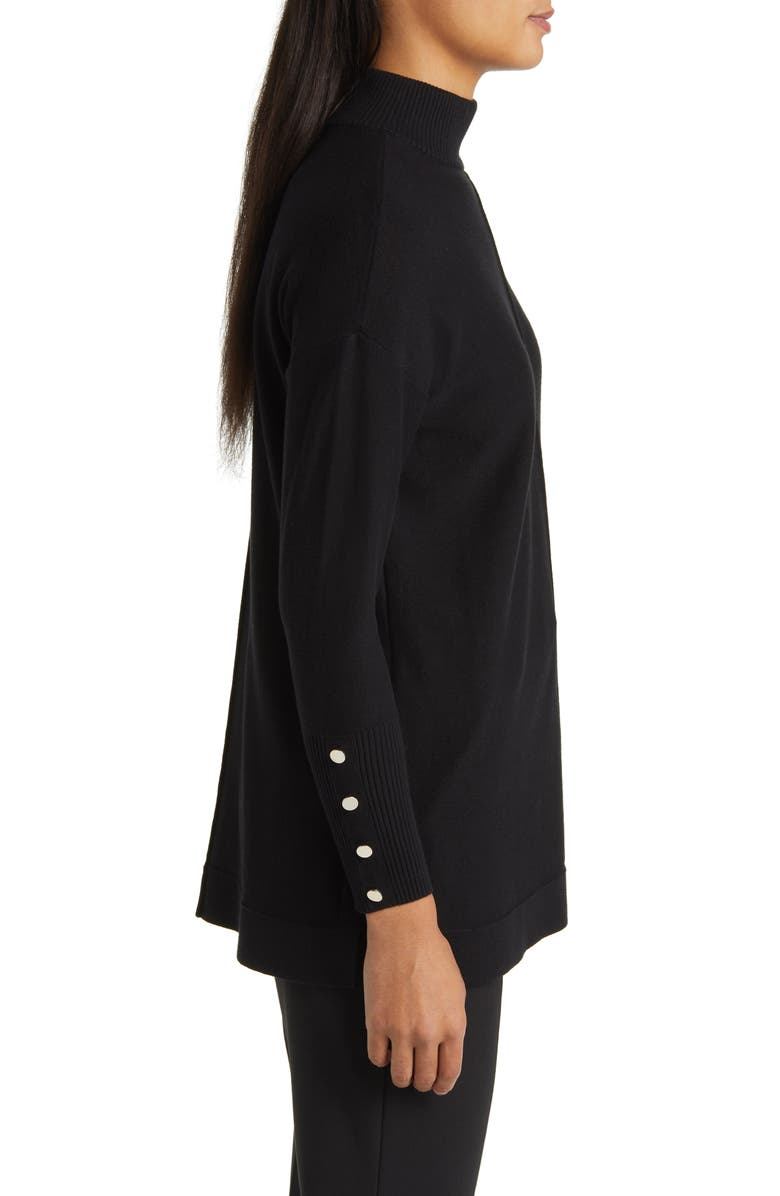 Anne Klein Button Cuff Mock Neck Sweater, Alternate, color,