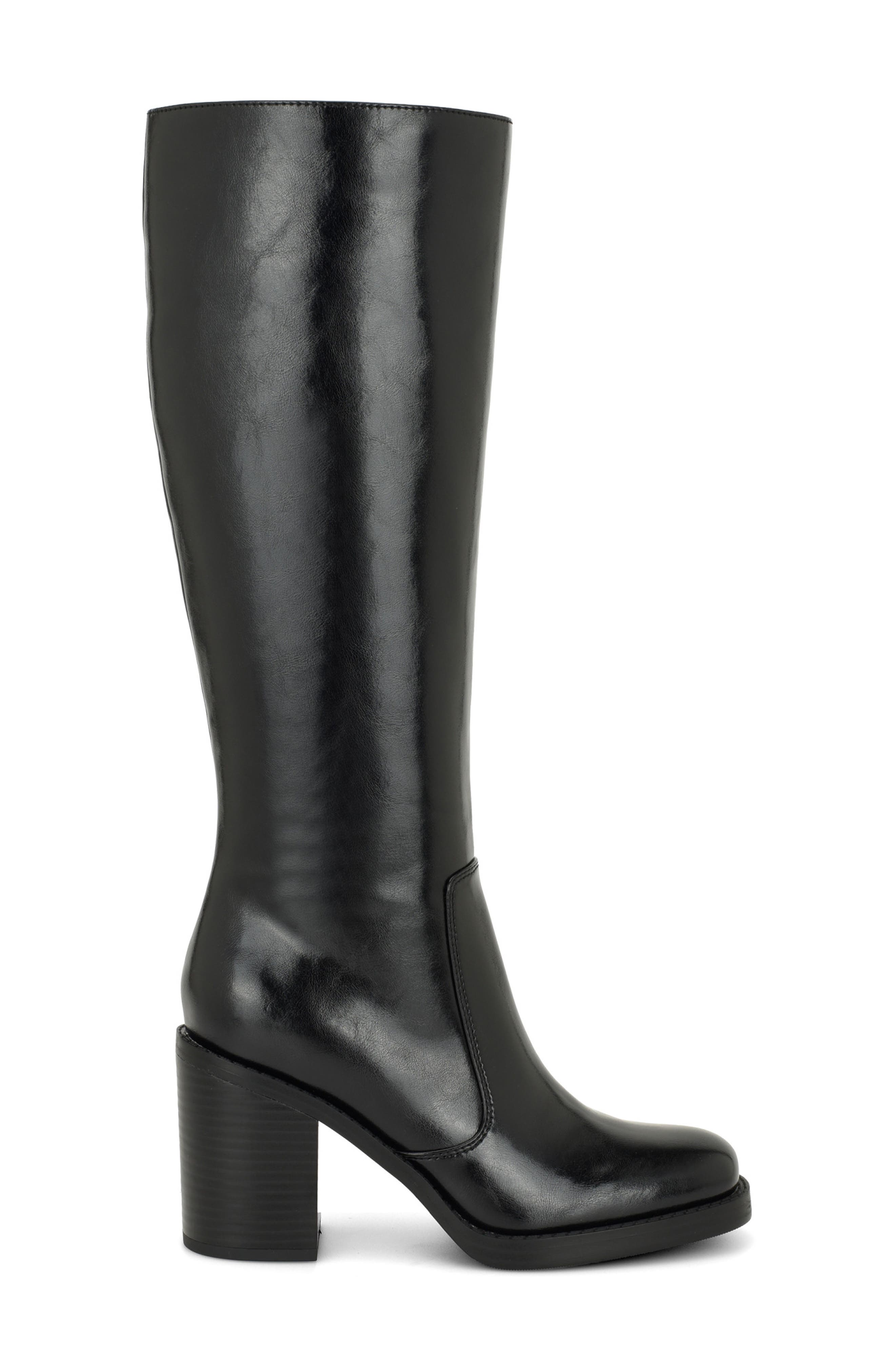 Balinda Faux Leather Knee High Boot, Alternate, color, BLACK