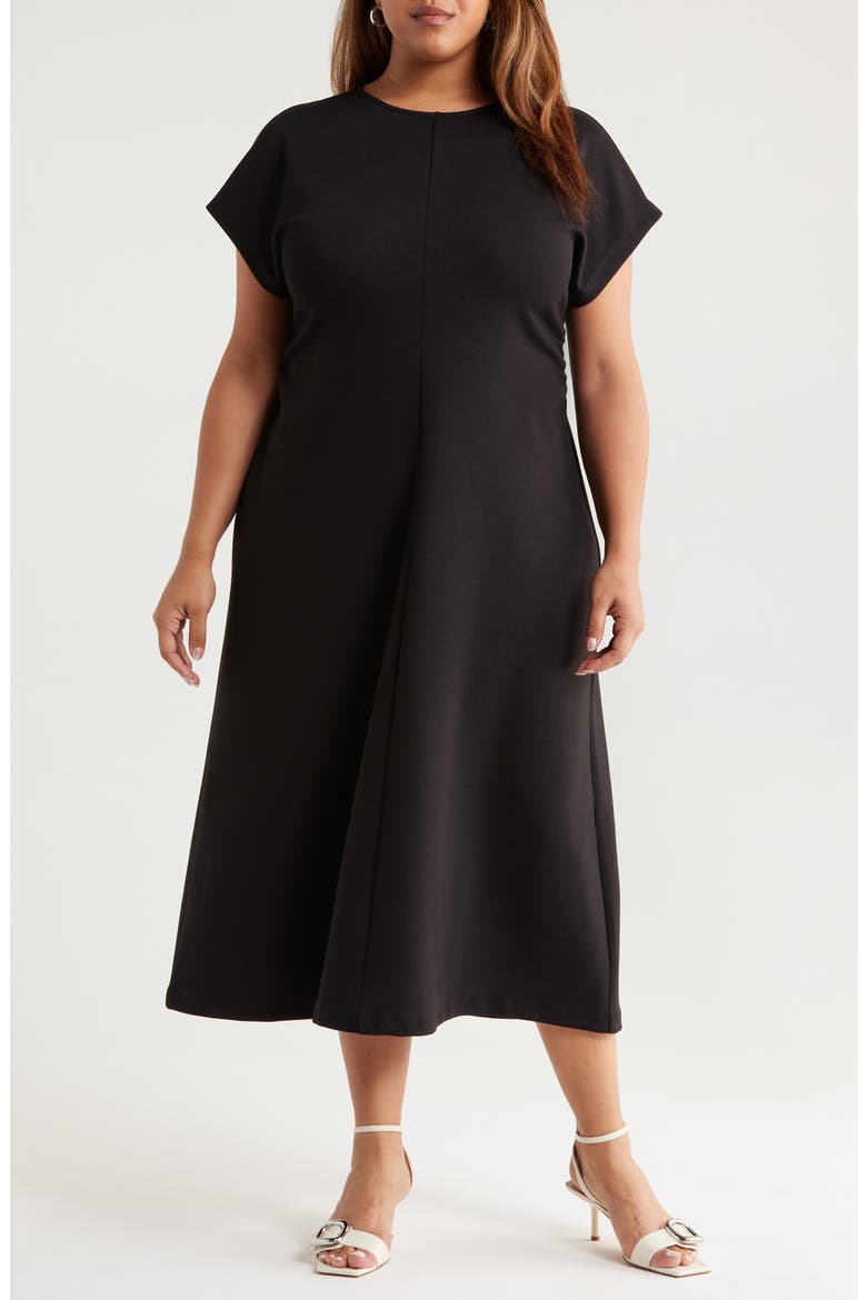 Crewneck Midi Dress, Main, color, BLACK
