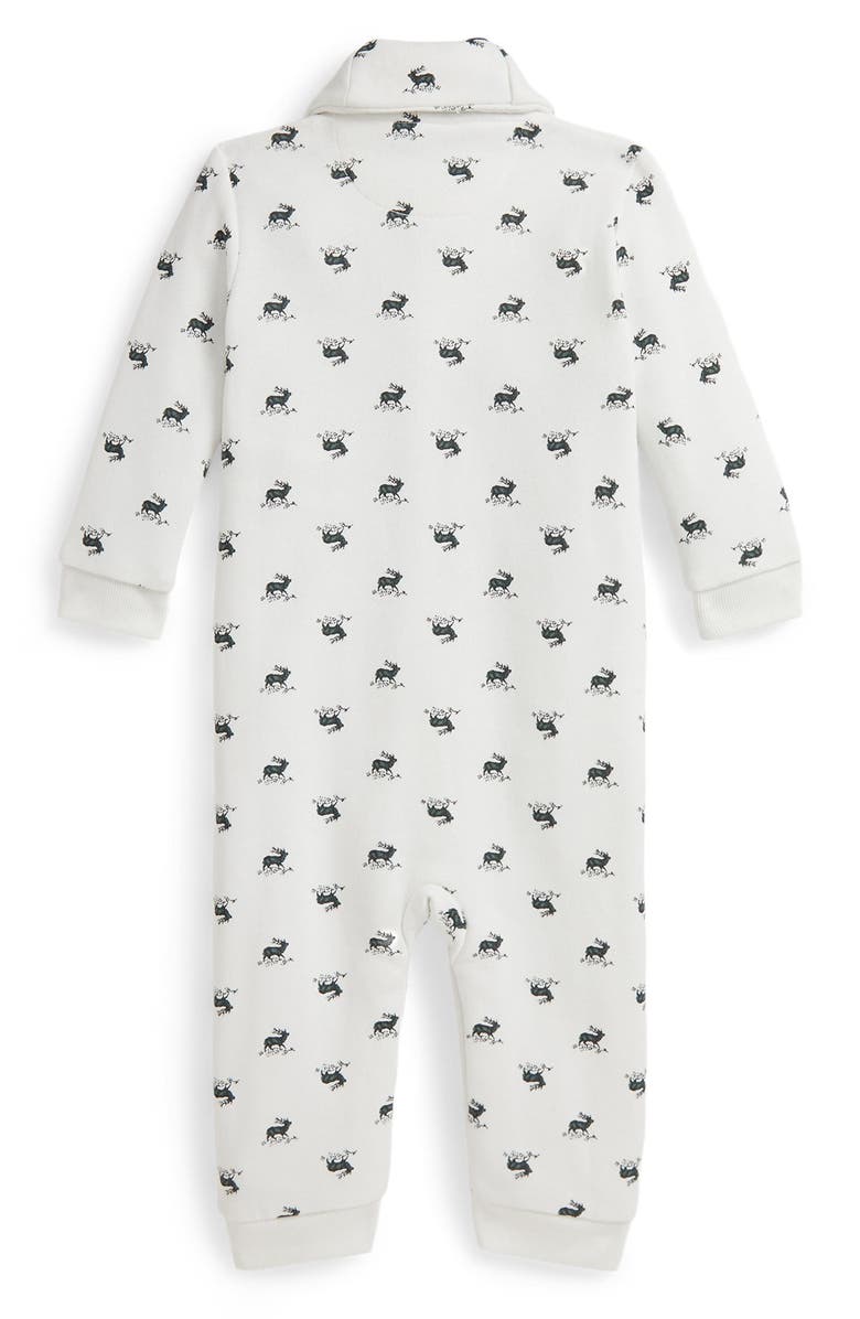 Ralph Lauren Print Fleece Romper, Alternate, color, White Multi