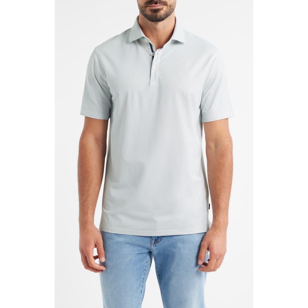 Stone Rose Bird's Eye Print Techno Stretch Performance Golf Polo In Blue