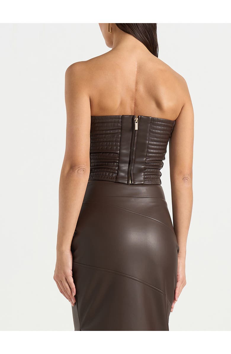 Manière De Voir Bandeau Leather Corset Top, Alternate, color, Brown