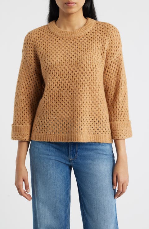 Open Stitch Cuffed Sweater