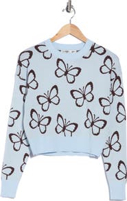 Madden Girl Butterfly Jacquard Pullover Sweater