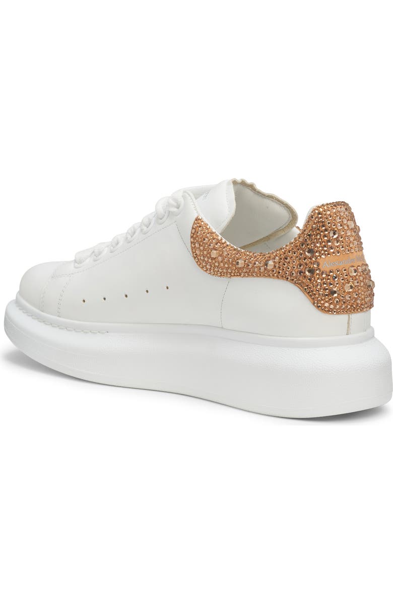 McQueen Oversize Crystal Embellished Sneaker, Alternate, color, White/ Dark Camel