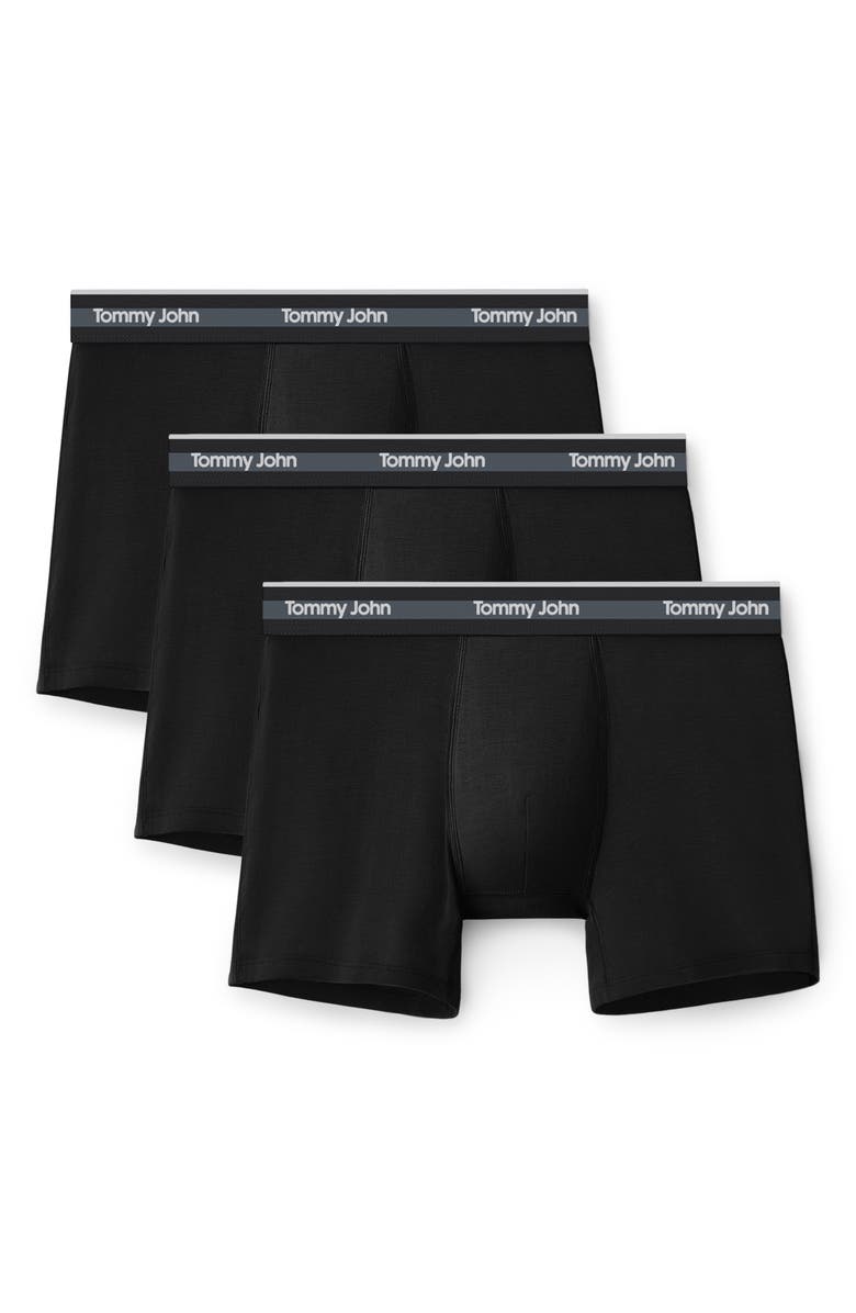 Tommy John 3-Pack Comfort Micro 4-Inch Boxer Briefs, Main, color, Black