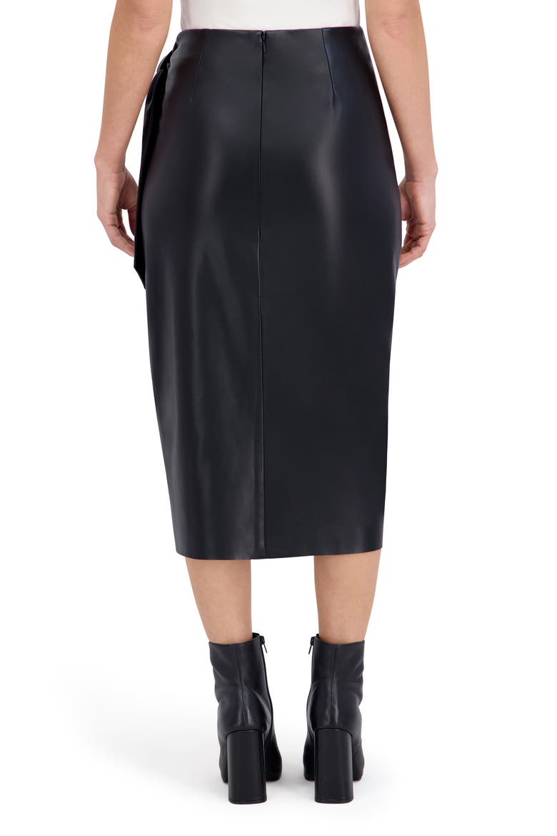 Supersoft Side Tie Faux Leather Midi Skirt, Alternate, color, BLACK