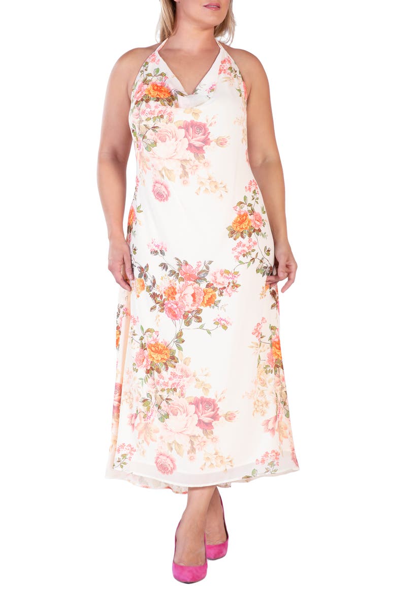 Floral Halter Maxi Dress, Alternate, color, BEIGE FLORAL