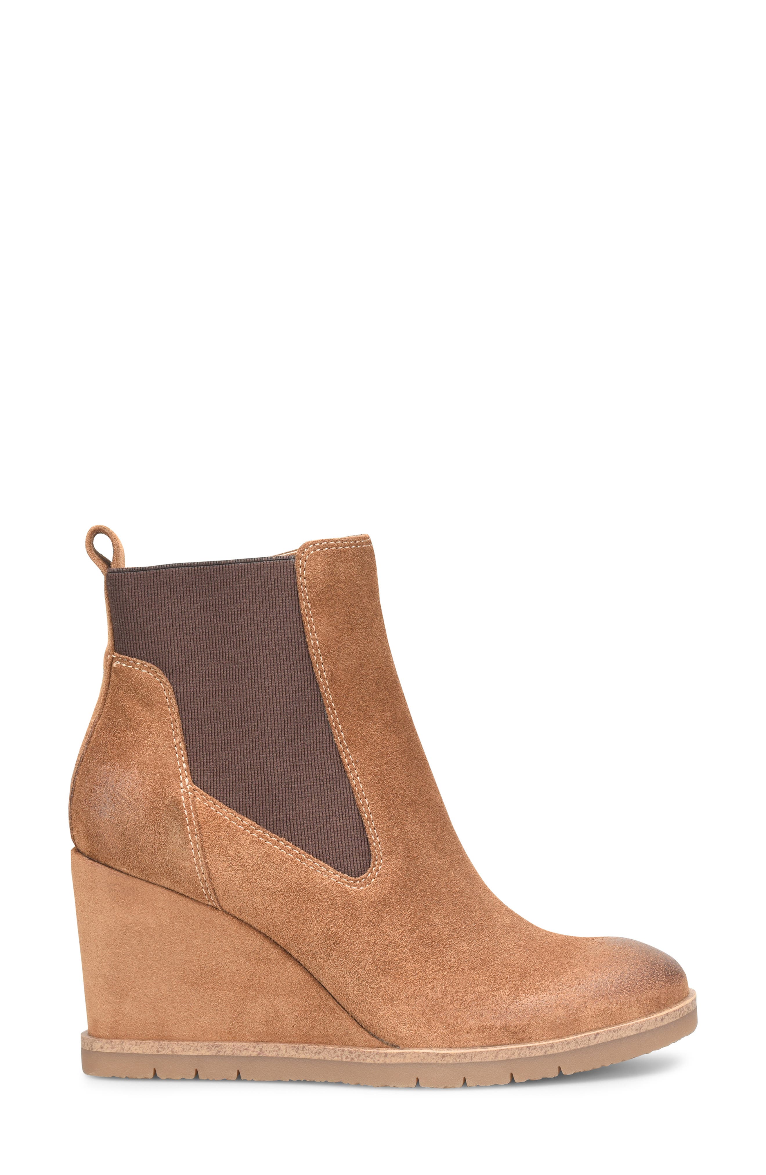 Söfft Monica Wedge Chelsea Boot, Alternate, color, Havana Brown Suede